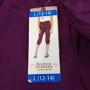 Boston Traders Youth Girls Capri Crop Casual Travel Pants Dark Purple L (12-14)